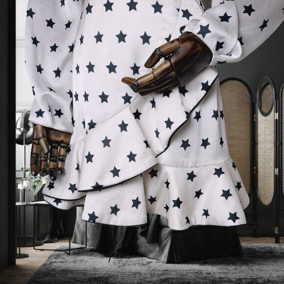 Self-portrait Women's White Frilled Satin Star Dress (US 4) - Picture 6 of 12